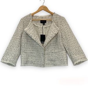 Adrienne Vittadini Ivory Tweed Blazer Jacket Large